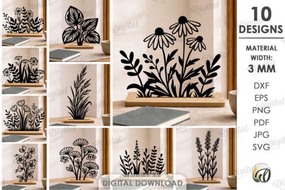 Download Flower Stands Decor Bundle Laser Cut - Decor Collection