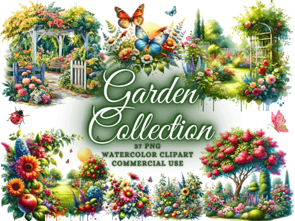 Download Watercolor Garden Clipart - Garden Png - Watercolor Collection