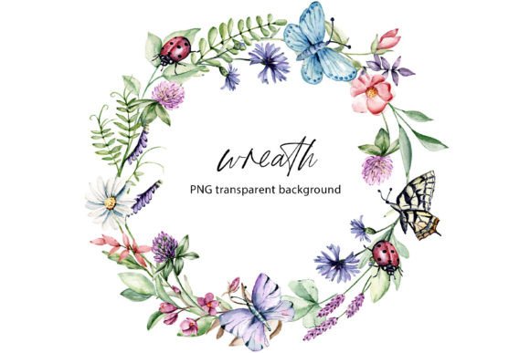 Download Watercolor Flower Wreath Frame, Png. - Watercolor Collection