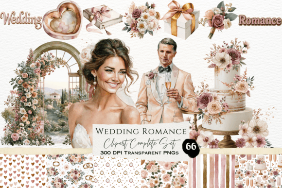 Download Wedding Romance Watercolor Clipart Set - Watercolor Collection