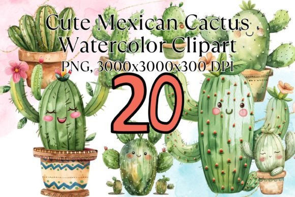 Download Cute Mexican Cactus Watercolor Clipart - Watercolor Collection